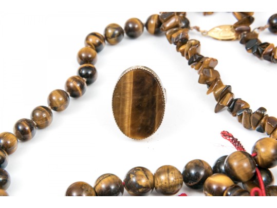 Group Of Tiger's Eye Beaded Jewelry