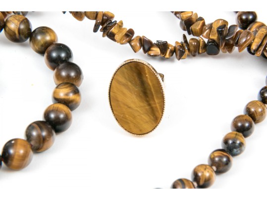 Group Of Tiger's Eye Beaded Jewelry
