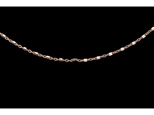14K Rose Gold Chain With White Gold Beads