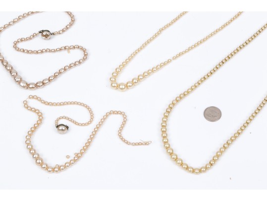 Collection Of Four Vintage Pearl Necklaces