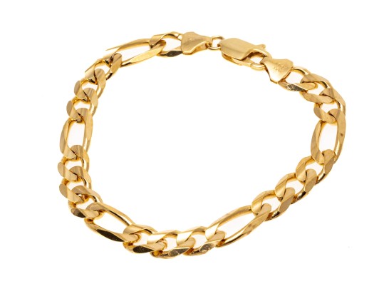 14k Yellow Gold Classic Chunky Figaro Style Link Bracelet