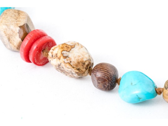 Collection Of Hard Stone Necklaces, Bracelet And Brooch