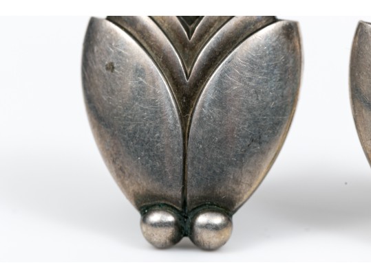 Georg Jensen Deco Style Sterling Silver Earrings, Pattern 106