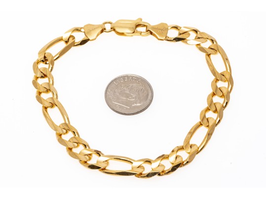 14k Yellow Gold Classic Chunky Figaro Style Link Bracelet