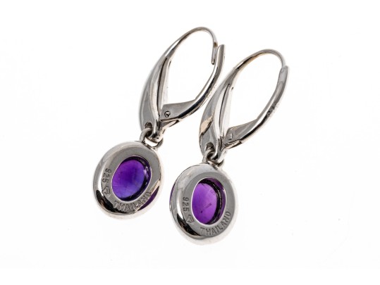 Sterling And Deep Purple Amethyst Pendant Earrings