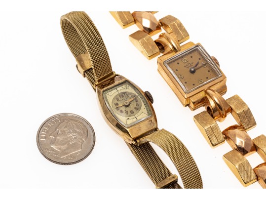 Two Vintage Mechanical Watches, 14K And 18K Gold