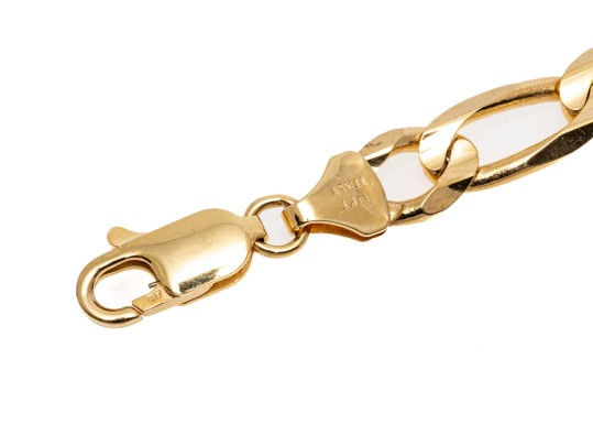 14k Yellow Gold Classic Chunky Figaro Style Link Bracelet
