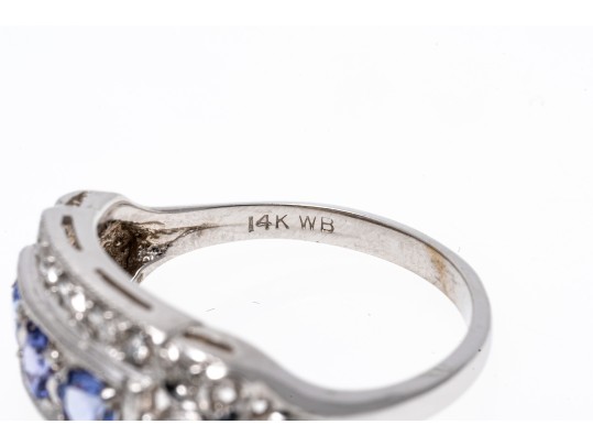 14K White Gold Iolite And Tanzanite Ring, Size 7