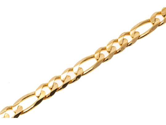 14k Yellow Gold Classic Chunky Figaro Style Link Bracelet