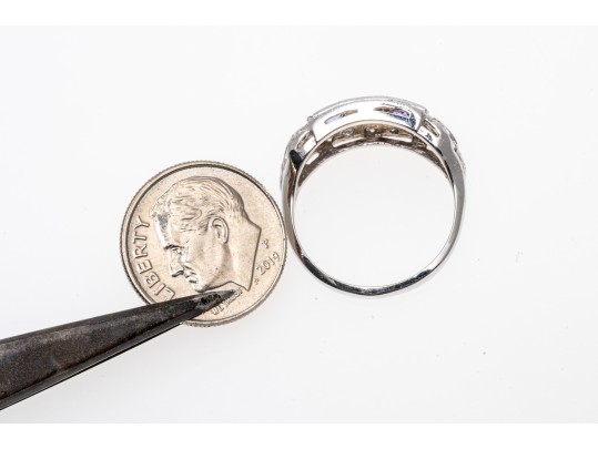 14K White Gold Iolite And Tanzanite Ring, Size 7