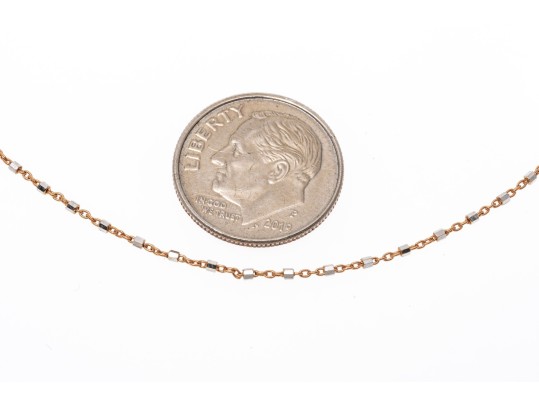 14K Rose Gold Chain With White Gold Beads