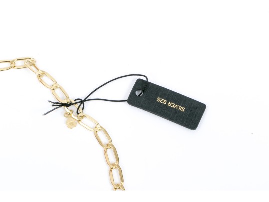 Lot Of Three Sterling Silver Vermeil Jewelry Pieces, Including A Necklace And Two Bracelets