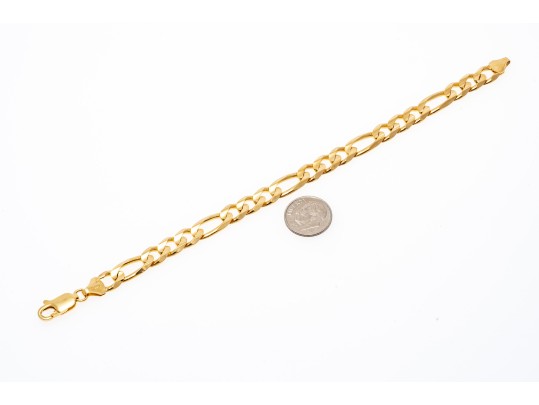 14k Yellow Gold Classic Chunky Figaro Style Link Bracelet
