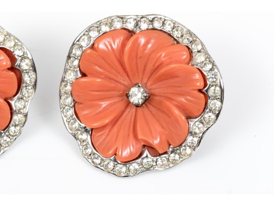 Stylish Kenneth Lane Floral Clip Back Earrings