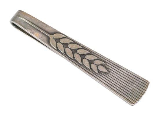 Georg Jensen Handsome Sterling Silver Wheat Motif Tie Bar, Pattern Number 78