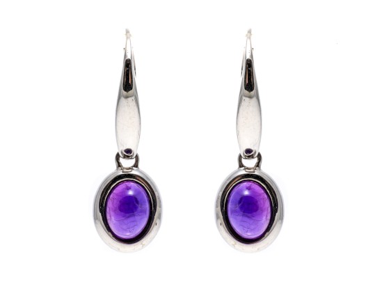 Sterling And Deep Purple Amethyst Pendant Earrings