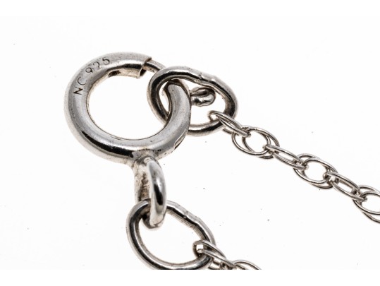 Sterling Blue And White Sapphire Disk Pendant Necklace