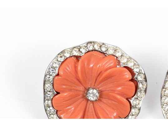 Stylish Kenneth Lane Floral Clip Back Earrings