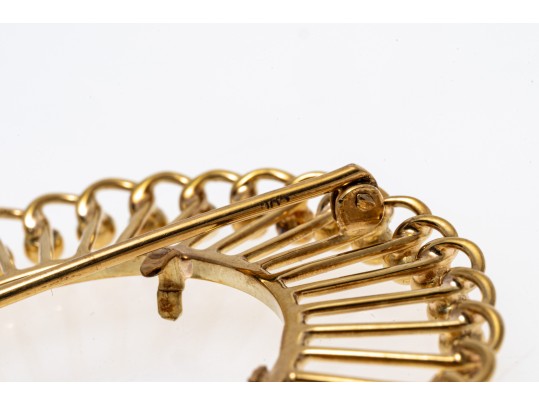 Two Radiating 14K Coin Holder Brooches