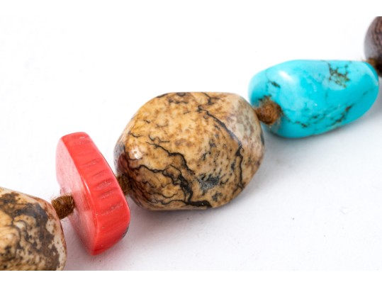 Collection Of Hard Stone Necklaces, Bracelet And Brooch