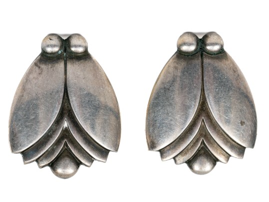 Georg Jensen Deco Style Sterling Silver Earrings, Pattern 106