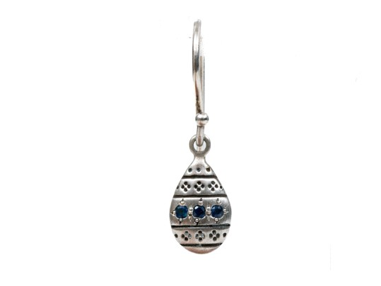 Adel Chefridi Sterling Silver Handsome Blue Sapphire Nomad Drop Earrings