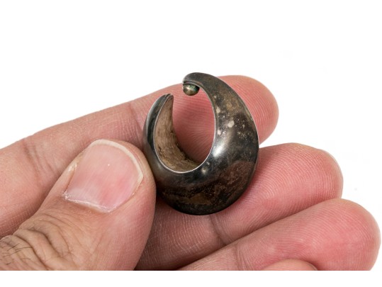 Georg Jensen Nanna Ditzel Striking Sterling Knife Edge Puffed Hoop Earrings