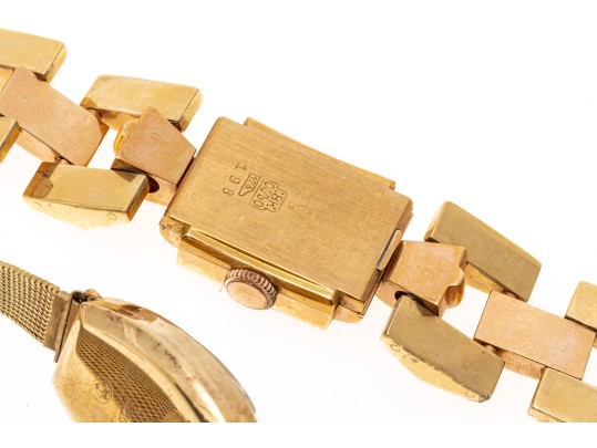 Two Vintage Mechanical Watches, 14K And 18K Gold