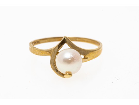 10K Freshwater Pearl Necklace And Ring, Size 5.75+