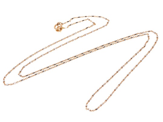 14K Rose Gold Chain With White Gold Beads