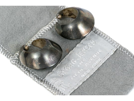 Georg Jensen Nanna Ditzel Striking Sterling Knife Edge Puffed Hoop Earrings