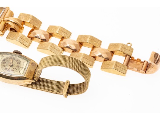 Two Vintage Mechanical Watches, 14K And 18K Gold