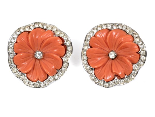 Stylish Kenneth Lane Floral Clip Back Earrings
