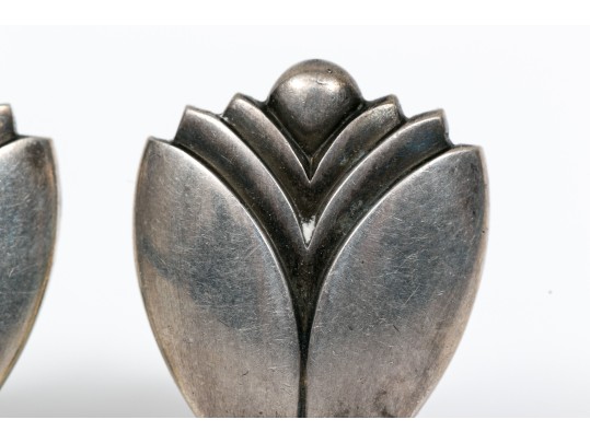 Georg Jensen Deco Style Sterling Silver Earrings, Pattern 106