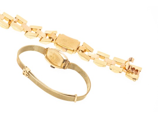 Two Vintage Mechanical Watches, 14K And 18K Gold