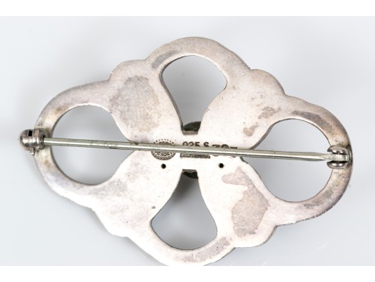Georg Jensen Lovely Sterling Silver Quatrefoil Flower Brooch, Pattern 305