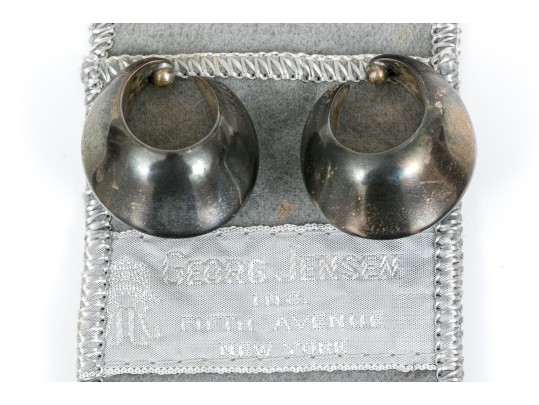 Georg Jensen Nanna Ditzel Striking Sterling Knife Edge Puffed Hoop Earrings