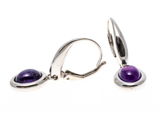 Sterling And Deep Purple Amethyst Pendant Earrings