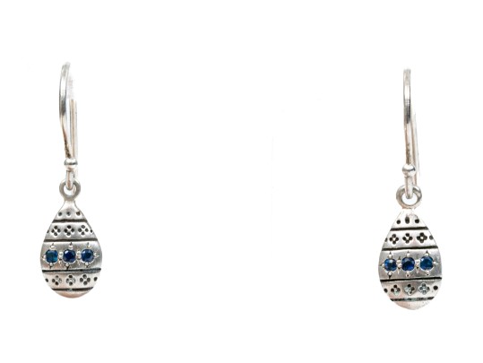 Adel Chefridi Sterling Silver Handsome Blue Sapphire Nomad Drop Earrings