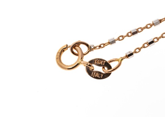 14K Rose Gold Chain With White Gold Beads