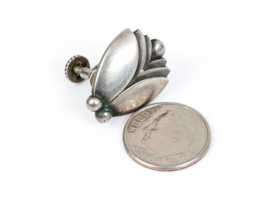 Georg Jensen Deco Style Sterling Silver Earrings, Pattern 106