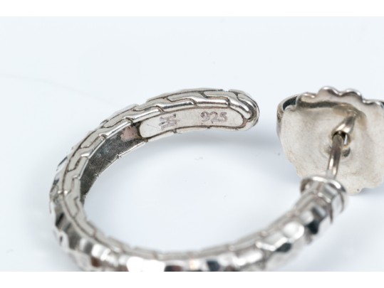 Lot Of Three Sterling Pieces Including John Hardy Hoop Earrings