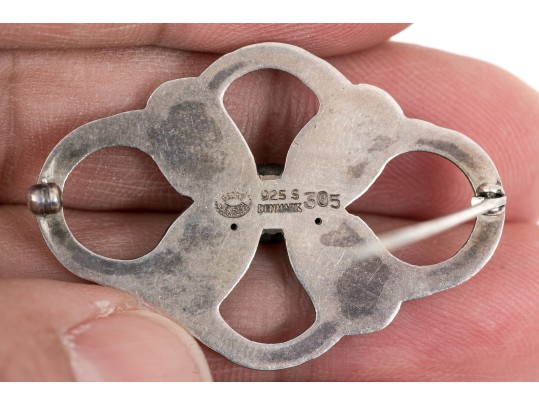 Georg Jensen Lovely Sterling Silver Quatrefoil Flower Brooch, Pattern 305