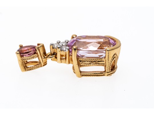 14K Yellow Gold Kunzite, Diamond And Tourmaline Pendant