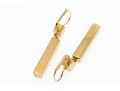 18k Yellow Gold Contemporary Block Motif Drop Pendant Earrings