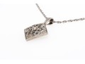 14K White Gold Diamond And Sapphire Lozenge Pendant And Chain