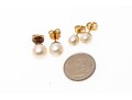 Two Pairs Of 14K Pearl Stud Classic Earrings