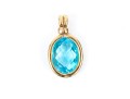 18k Yellow Gold Fabulous Blue Topaz Double Sided Checkerboard Cushion Pendant