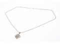 14K White Gold Diamond And Sapphire Lozenge Pendant And Chain