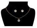 Sterling Necklace And Earrings Set With Mother Of Pearl And Topaz